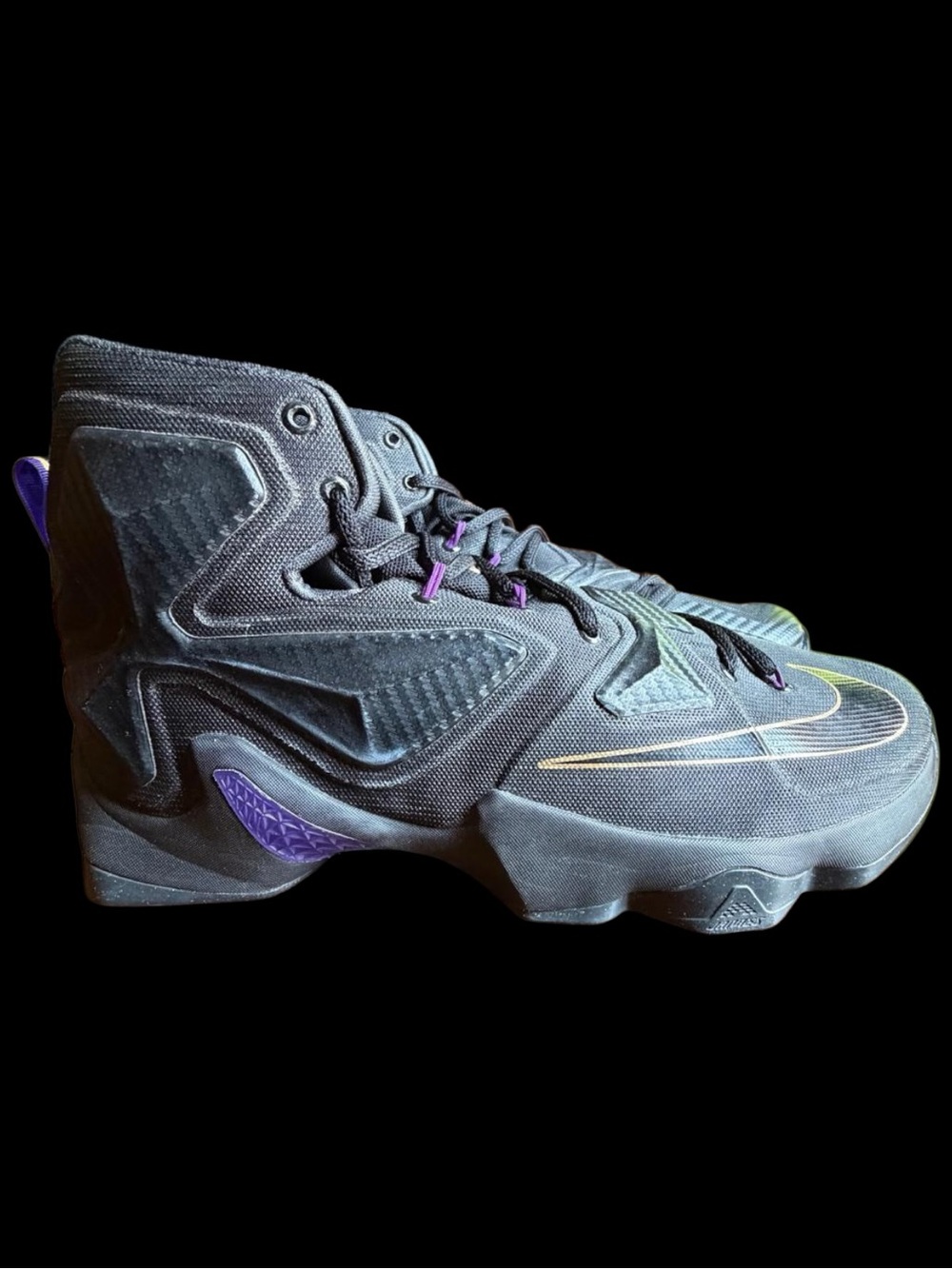 Nike LeBron 13 Black Court Purple Gold 807219-007 Men’s Basketball Shoes Size 11
